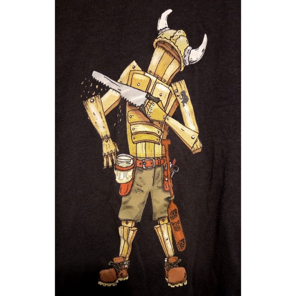 Melvin Brewing‎ T Shirt Mens Large Black Viking Robot Graphic Tee